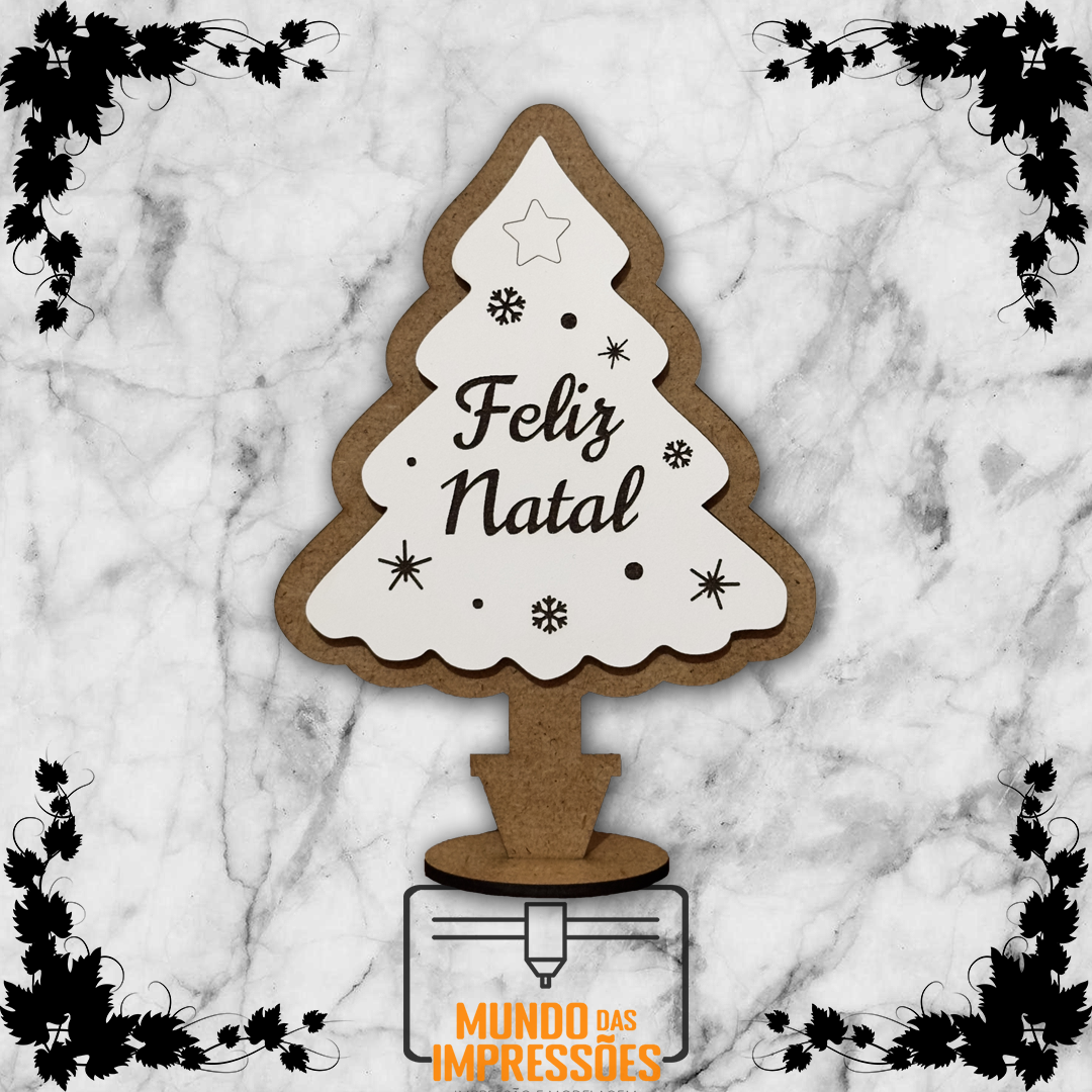 Árvore de Natal Personalizada em Madeira - 'Feliz Natal' - Mundo das Impressões