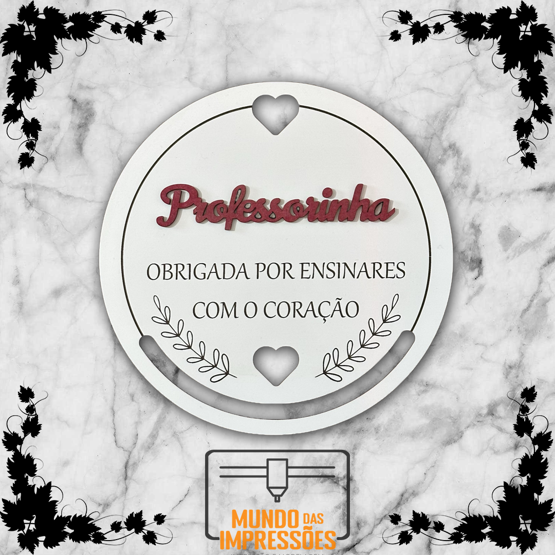 Caça-Sonhos para Professora Personalizado em Madeira - Mensagem de Agradecimento - Mundo das Impressões