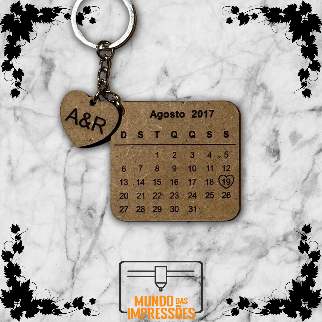 Presente Dia dos Namorados Personalizado em Madeira - Calendário com Data Especial - Mundo das Impressões