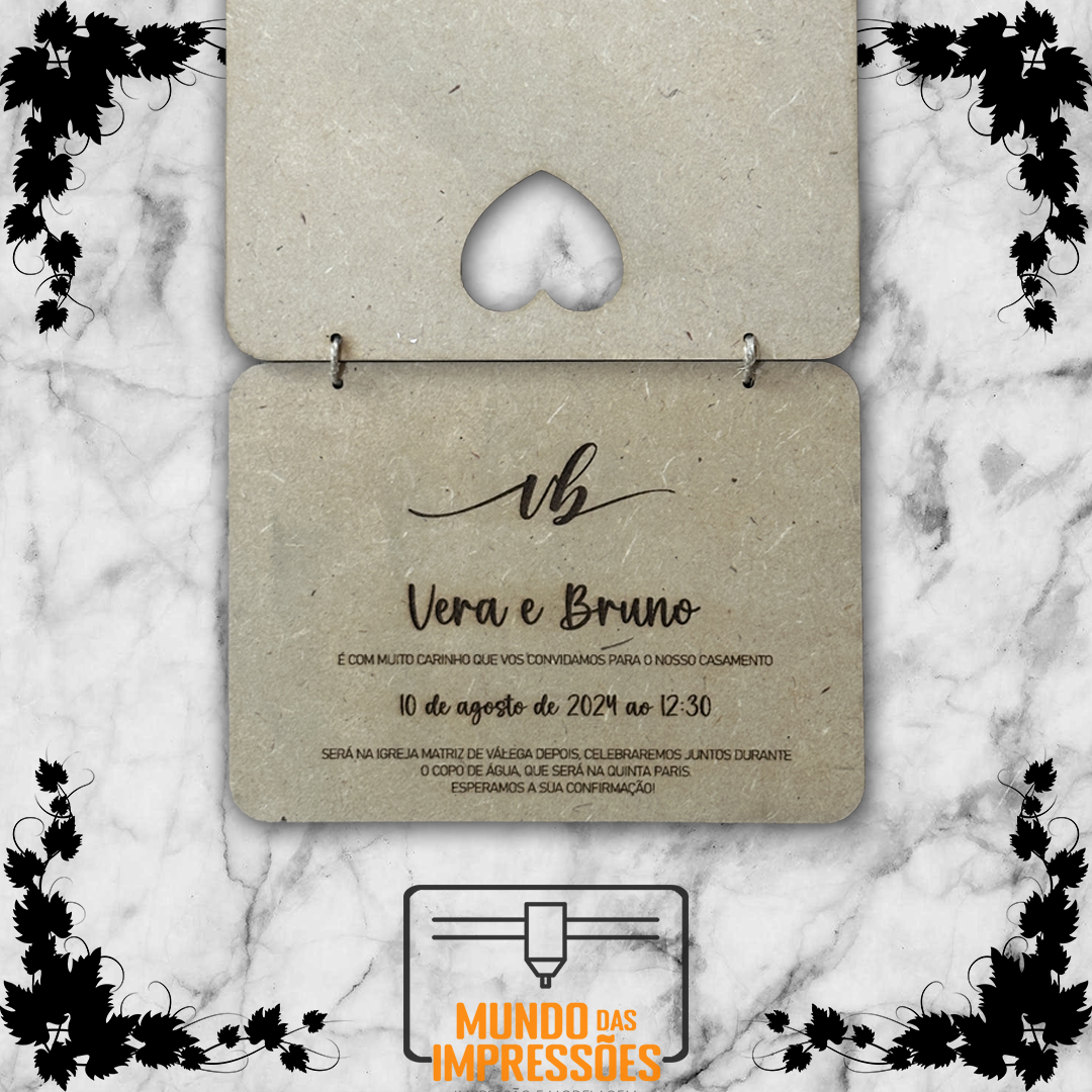 Convite de Casamento Personalizado em Madeira - Livro - Mundo das Impressões