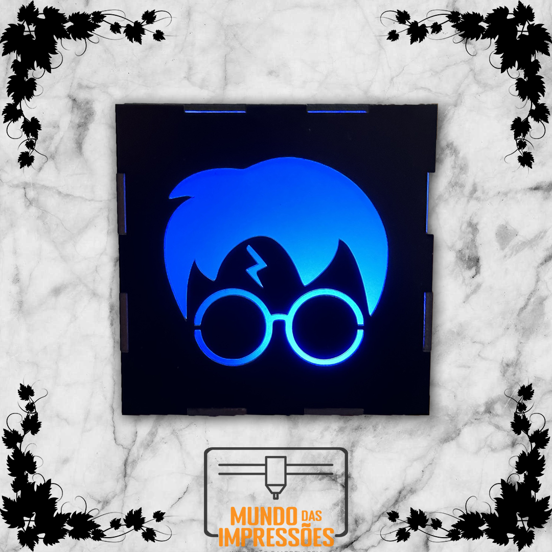 Cubo Personalizado Harry Potter em Madeira - LEDs e Nome - Mundo das Impressões