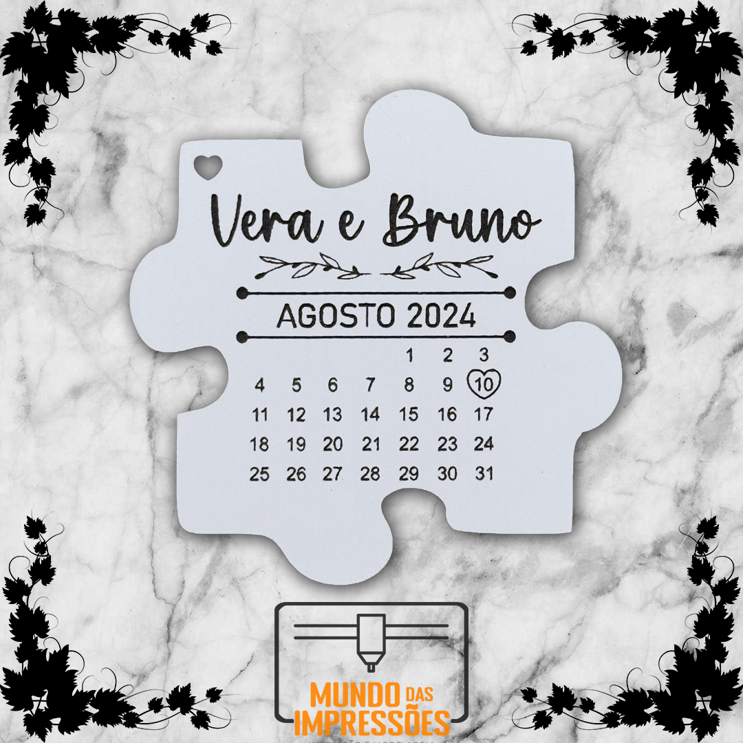 Lembrança de Casamento Personalizada em Madeira - Puzzle e Calendário - Mundo das Impressões