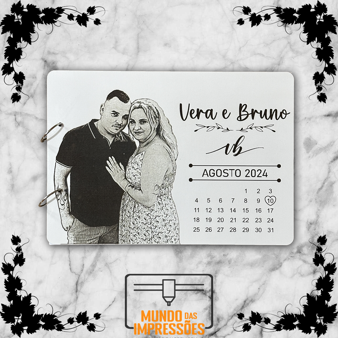 Livro de Honra para Casamento Personalizado em Madeira - Fotografia - Mundo das Impressões
