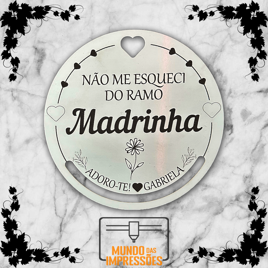 Caça-Sonhos para Madrinha/Padrinho Personalizado em Madeira - 'Não Me Esqueci do Ramo - Mundo das Impressões