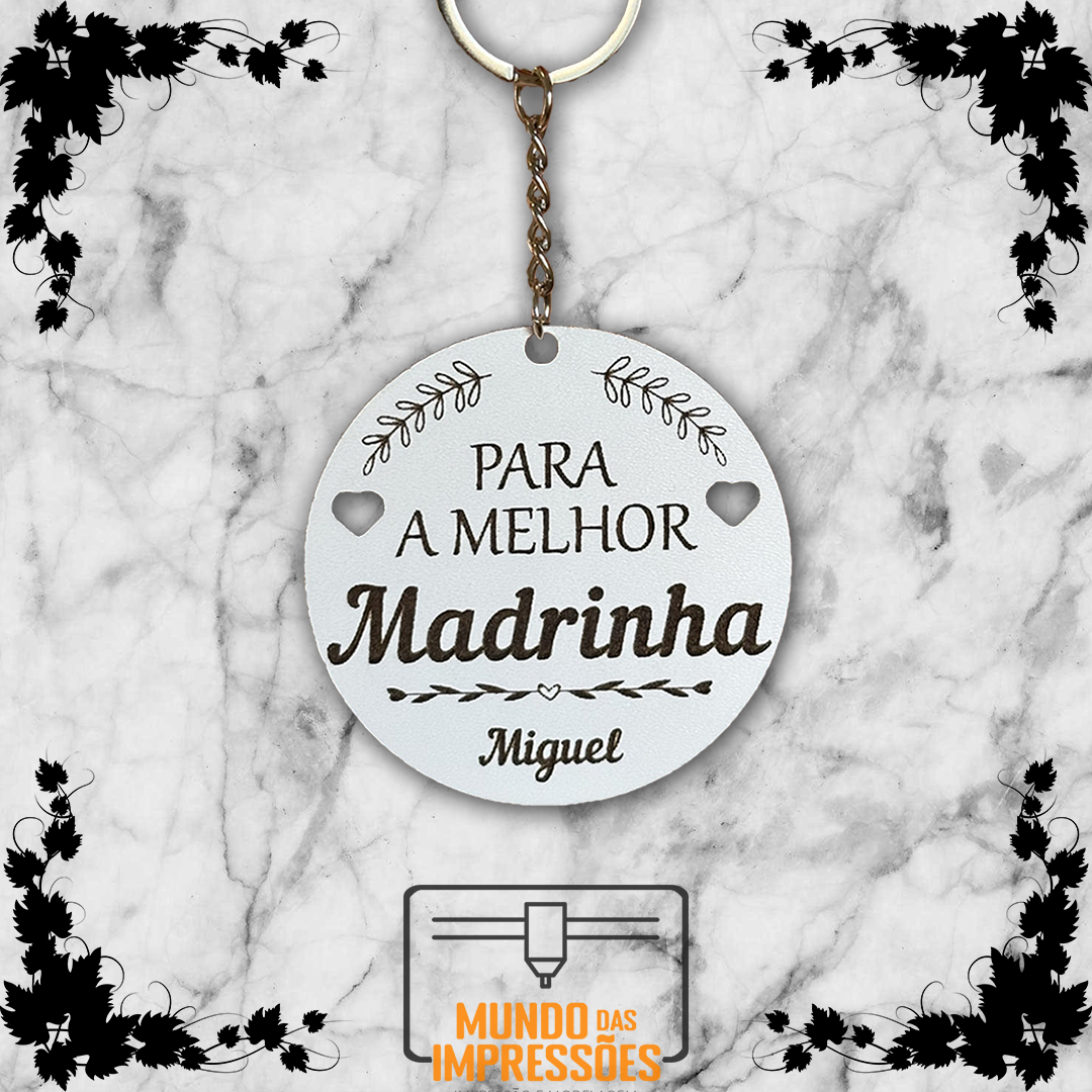 Lembrança para Madrinha/Padrinho Personalizada em Madeira - Redondo com Nome - Mundo das Impressões
