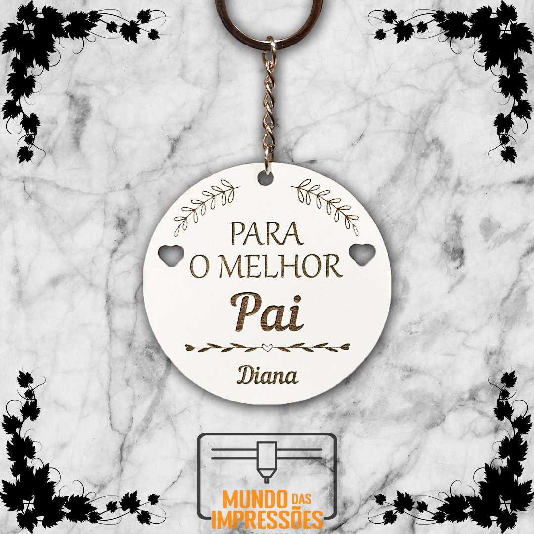 Lembrança para o Melhor Pai Personalizada em Madeira - Redondo com Nome - Mundo das Impressões