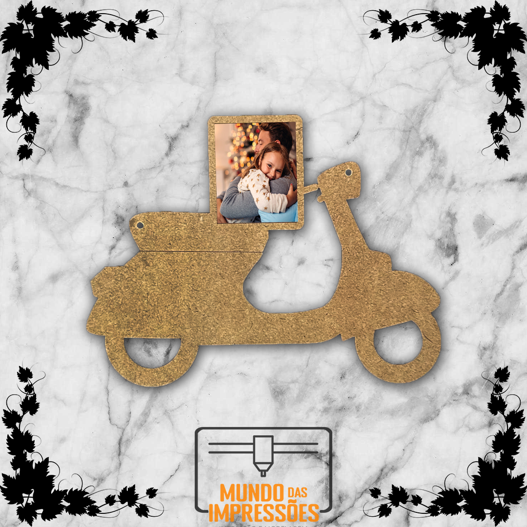 Placa de Decoração Personalizada em Madeira - Vespa e Fotografia - Mundo das Impressões