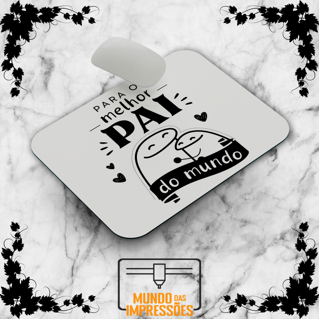 Tapete de rato branco com design minimalista Melhor Pai do Mundo