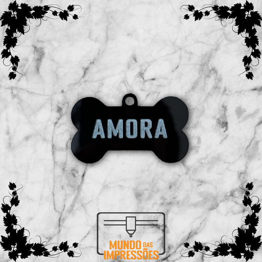 Placa de Identificação Animal Personalizada em Madeira - Osso - Mundo das Impressões