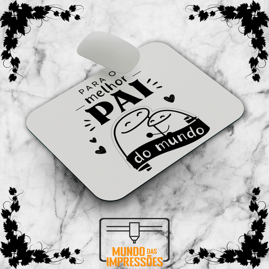Tapete de rato branco com design minimalista Melhor Pai do Mundo